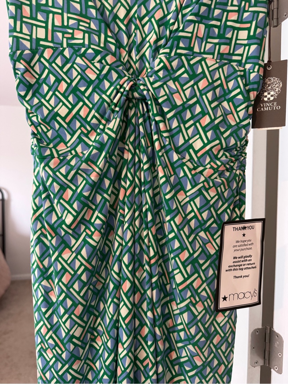 NWT Vince Camuto Green & Blue Geometric Pattern Jumpsuit - Picture 4 of 8